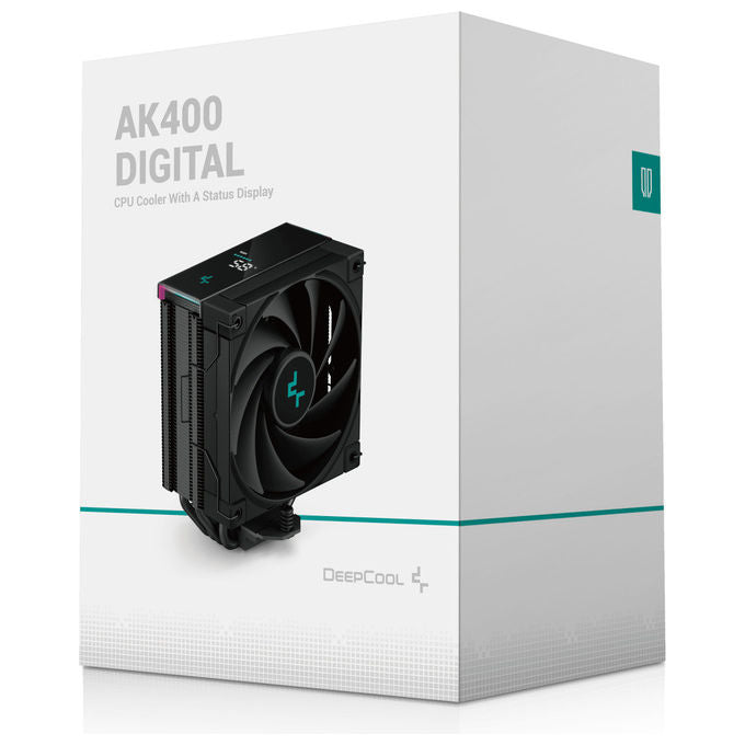 DeepCool AK400 Digital, dissipatore ad aria per CPU, ventola 120mm PWM, display digitale, RGB indirizzabile, compatibile Intel e AMD, nero
