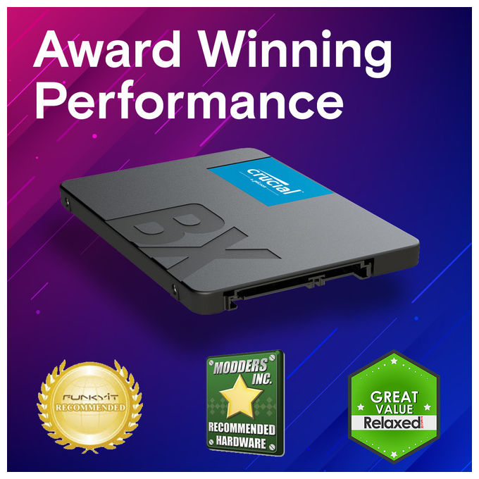 Crucial BX500 ssd interno 4 TB, 2.5'', SATA, 3D TLC NAND, lettura 540 MB-s, scrittura 500 MB-s, per PC e notebook