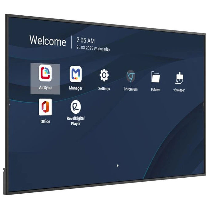 Viewsonic CDE8614-2C display 86 pollici 4K, digital signage, Android 14, 500 cd-m², 24-7, Wi-Fi, nero