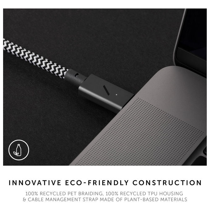 Native Union cavo USB-C Belt Pro, 2,4 m, 240W, ricarica ultra-rinforzata, Kevlar, LED, compatibile iPhone 16, MacBook, iPad, zebra