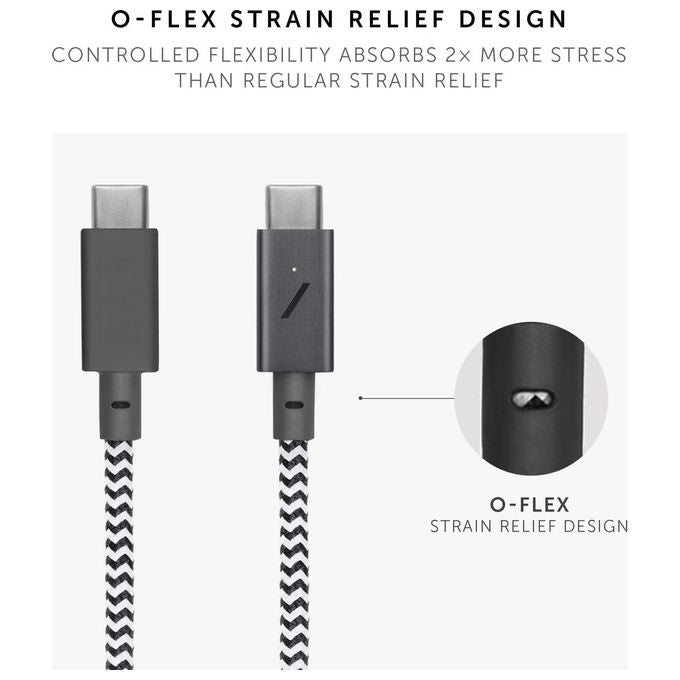 Native Union cavo USB-C Belt Pro, 2,4 m, 240W, ricarica ultra-rinforzata, Kevlar, LED, compatibile iPhone 16, MacBook, iPad, zebra
