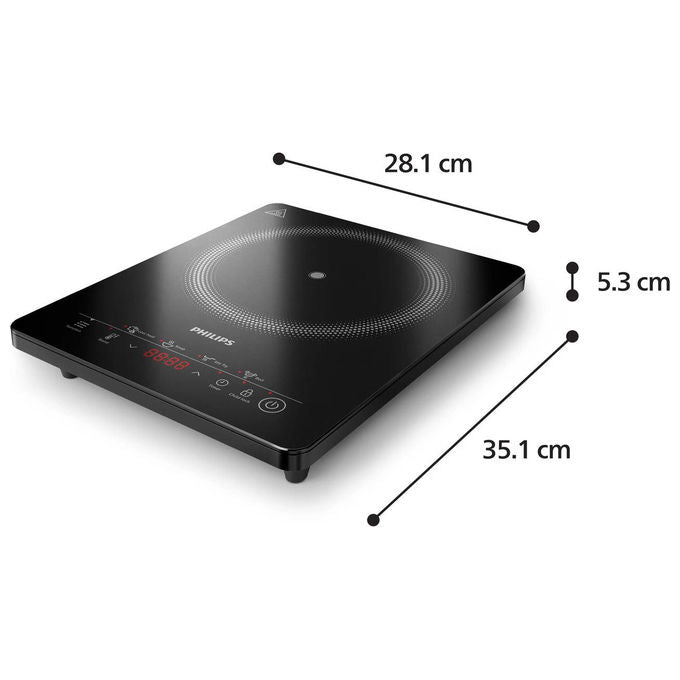 Philips HD5830-90 Serie 3000 Piano cottura a induzione portatile 28,1 cm 1 zona 2000W 8 livelli Touch colore Nero