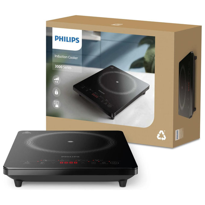 Philips HD5830-90 Serie 3000 Piano cottura a induzione portatile 28,1 cm 1 zona 2000W 8 livelli Touch colore Nero