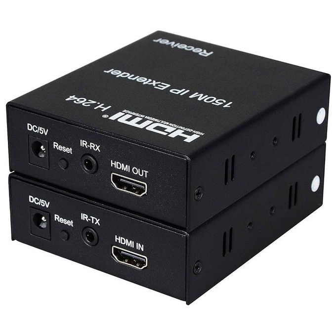 Link extender Hdmi su cavo di rete Cat5e-6, fino a 150 metri, trasmissione IP, Full Hd, H.264, plug and play