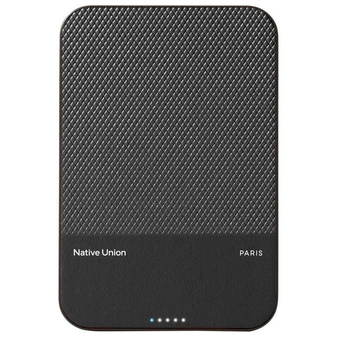 Native Union power bank magnetico Qi2 MagSafe, 5000mAh, 15W, ultra-sottile, cavo USB-C incluso, compatibile iPhone 16, nero