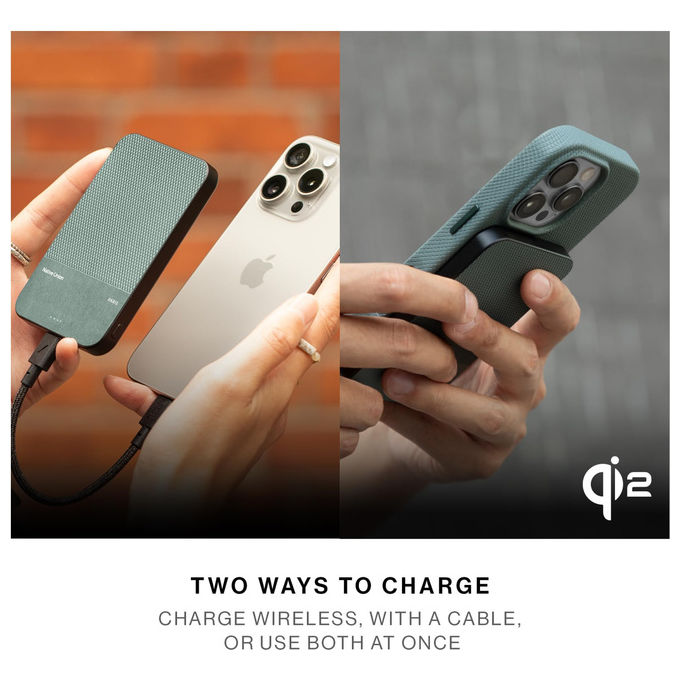 Native Union power bank magnetico Qi2 MagSafe, 5000mAh, 15W, ultra-sottile, cavo USB-C incluso, compatibile iPhone 16, nero
