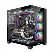 Noua Vision ZK300 case PC gaming mid tower ATX, vetro temperato, 1 ventola ARGB PWM, supporto raffreddamento liquido 360 mm, nero