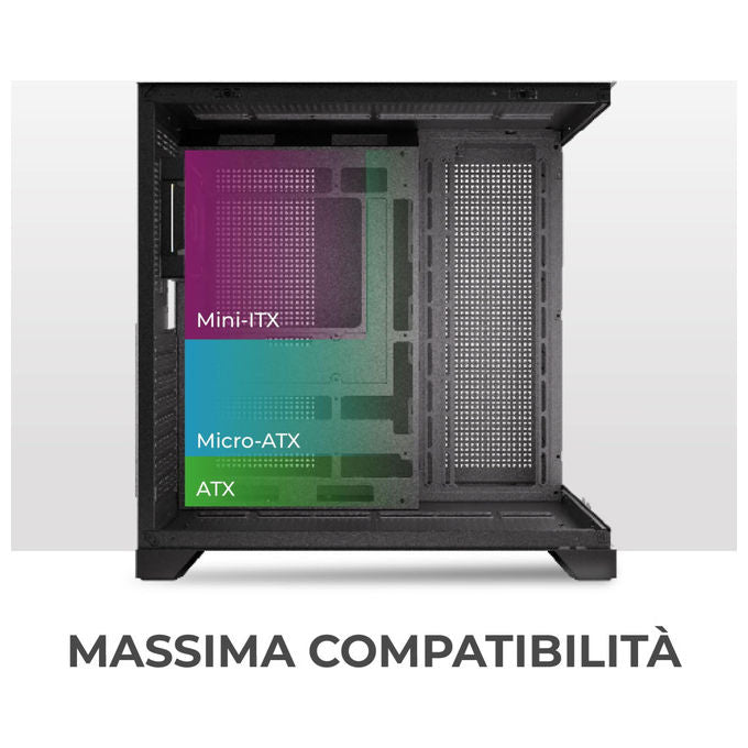 Noua Vision ZK300 case PC gaming mid tower ATX, vetro temperato, 1 ventola ARGB PWM, supporto raffreddamento liquido 360 mm, nero