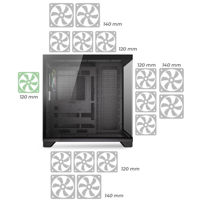 Noua Vision ZK300 case PC gaming mid tower ATX, vetro temperato, 1 ventola ARGB PWM, supporto raffreddamento liquido 360 mm, nero
