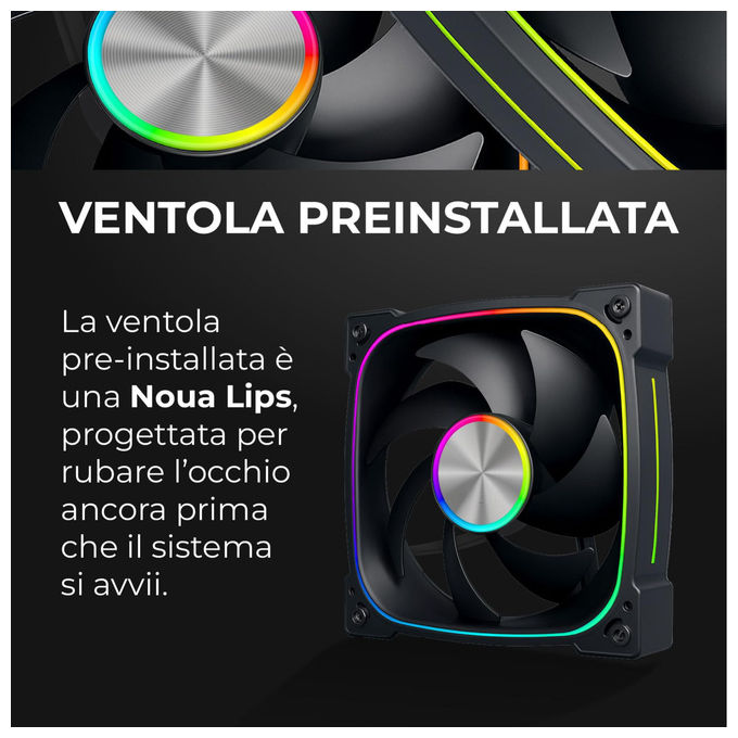 Noua Vision ZK300 case PC gaming mid tower ATX, vetro temperato, 1 ventola ARGB PWM, supporto raffreddamento liquido 360 mm, nero