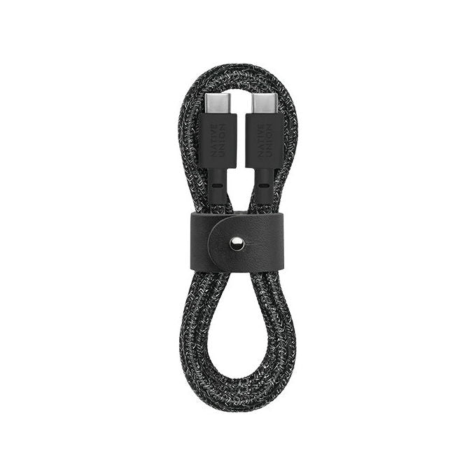 Native Union Belt Cable, cavo USB-C a USB-C, 1,2 m, ricarica rapida Power Delivery, materiali eco-compatibili, certificazione USB-IF, nero