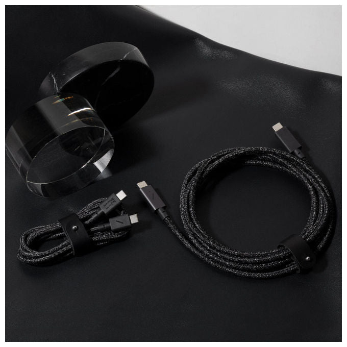 Native Union Belt Cable, cavo USB-C a USB-C, 1,2 m, ricarica rapida Power Delivery, materiali eco-compatibili, certificazione USB-IF, nero