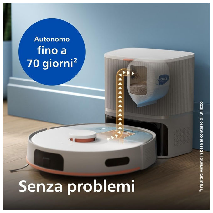 Philips XU5100-20 HomeRun Serie 5000 Robot aspirapolvere Laser 10000 Pa autonomia 200 min Wi-Fi app auto-svuotamento colore Bianco