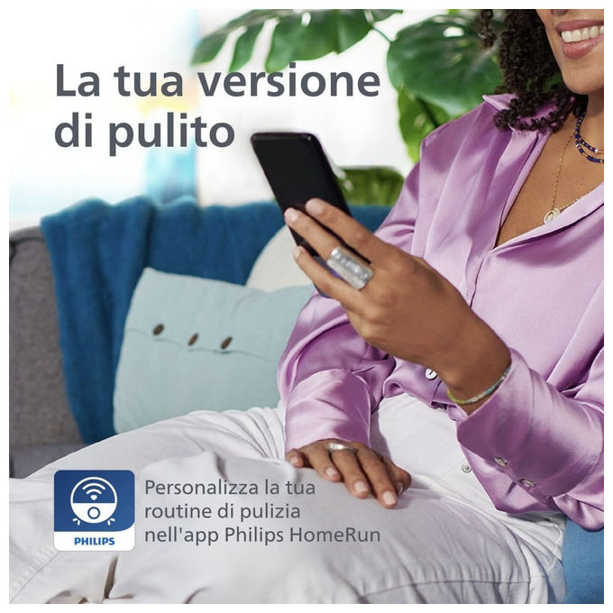 Philips XU5100-20 HomeRun Serie 5000 Robot aspirapolvere Laser 10000 Pa autonomia 200 min Wi-Fi app auto-svuotamento colore Bianco