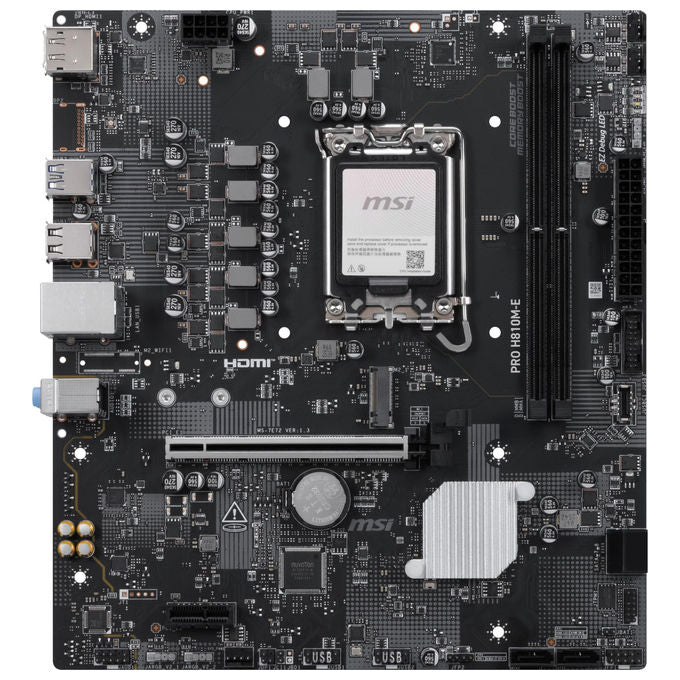 MSI scheda madre PRO H810M-E, mATX, Intel LGA1851, DDR5 6400 MT-s, PCIe 5.0 x16, M.2 Gen4, 2.5G LAN