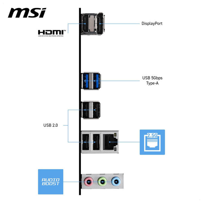 MSI scheda madre PRO H810M-E, mATX, Intel LGA1851, DDR5 6400 MT-s, PCIe 5.0 x16, M.2 Gen4, 2.5G LAN