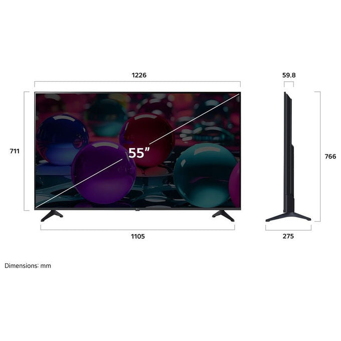 LG smart tv 55 pollici, 4K Ultra HD, LED, Direct-LED, webOS 25, Wi-Fi, DVB-T2, HDR10 Pro, 55UA73003LA, nero