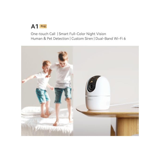 Imou A1 telecamera Wi-Fi 2K 3MP, Pan and Tilt 355°, visione notturna 10m, rilevamento umano, audio bidirezionale, uso interno