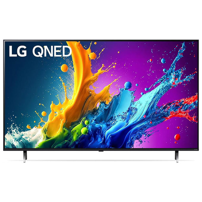 LG televisore QNED 55 pollici 4K Ultra HD, Smart TV WiFi, WebOS, DVB T2 S2, schermo piatto, Nero, modello 55QNED80A