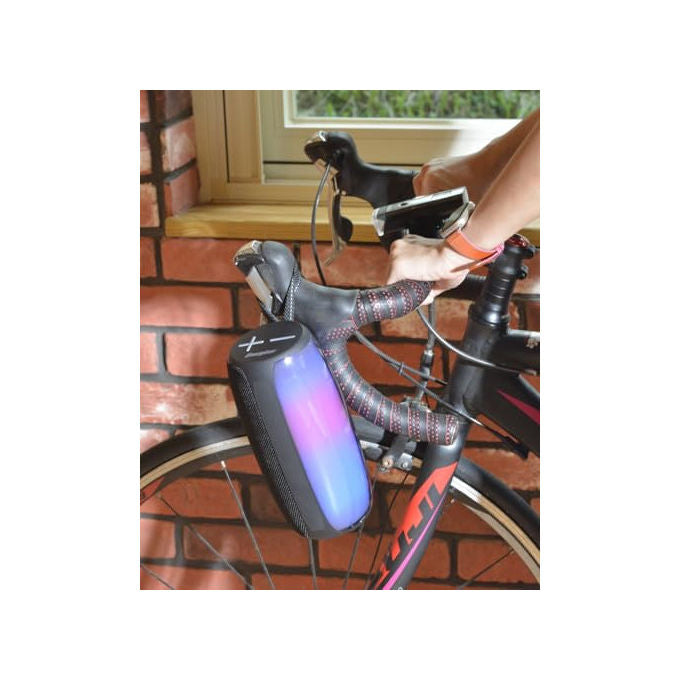 Energizer speaker bluetooth BTS121, power bank 1800mAh, stereo 6W x2, Bluetooth 5.2, impermeabile IP65, luci LED, vivavoce, FM, Micro SD