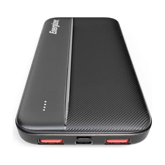 Energizer powerbank 10000 mAh, UE10021, 2 porte USB-A, ingresso USB-C e Micro-USB, display LCD, protezione integrata, nero