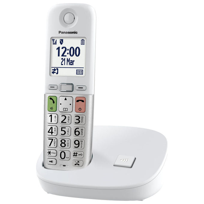 Panasonic KX-TGU410EXW Telefono Cordless DECT Display LCD 2.1'' Tasti Grandi Torcia LED Compatibile Apparecchi Acustici Blocco Chiamate colore Bianco