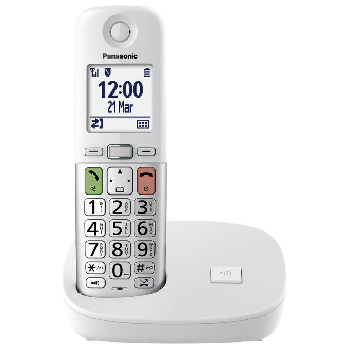 Panasonic KX-TGU410EXW Telefono Cordless DECT Display LCD 2.1'' Tasti Grandi Torcia LED Compatibile Apparecchi Acustici Blocco Chiamate colore Bianco