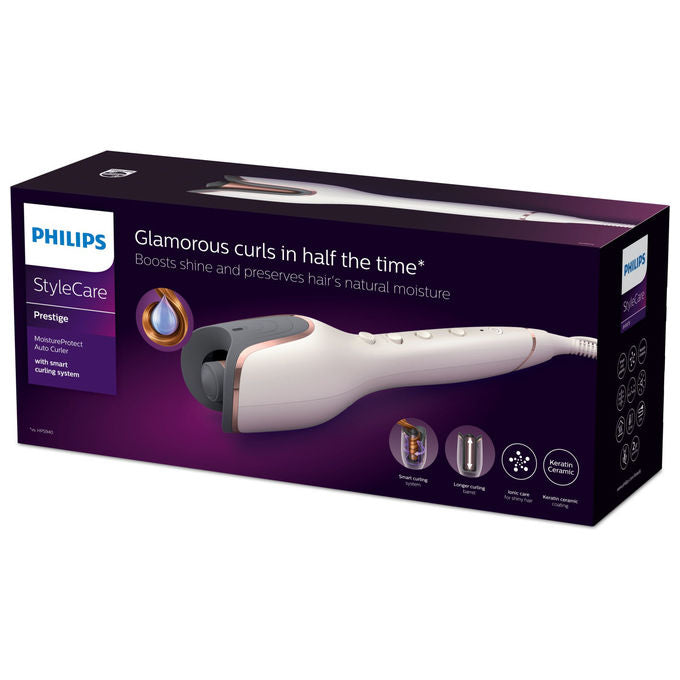 Philips BHB878-00 Serie 8000 Arricciacapelli automatico MoistureProtect Ceramica Cheratina Ionico 27 opzioni styling colore Bianco