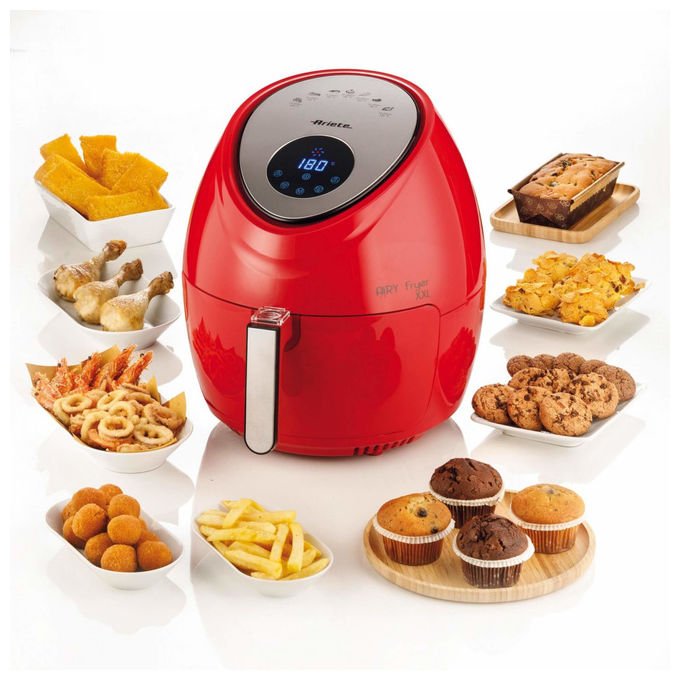 Ariete friggitrice ad aria 7 litri, Airy Fryer XXL, 1800 watt, 7 modalita' di cottura, capacita' 2,5 kg, temperatura fino a 200°C, rosso