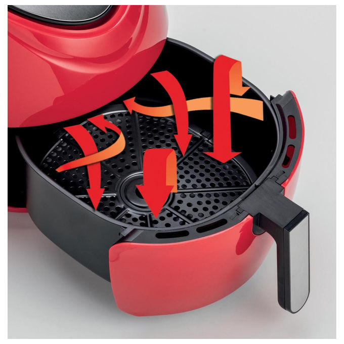 Ariete friggitrice ad aria 7 litri, Airy Fryer XXL, 1800 watt, 7 modalita' di cottura, capacita' 2,5 kg, temperatura fino a 200°C, rosso