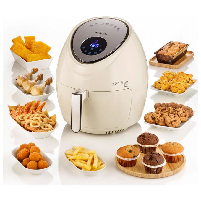 Ariete friggitrice ad aria XXL 4618, 7 litri, 2,5 kg di patatine, 1800 watt, 7 programmi, display LCD, beige