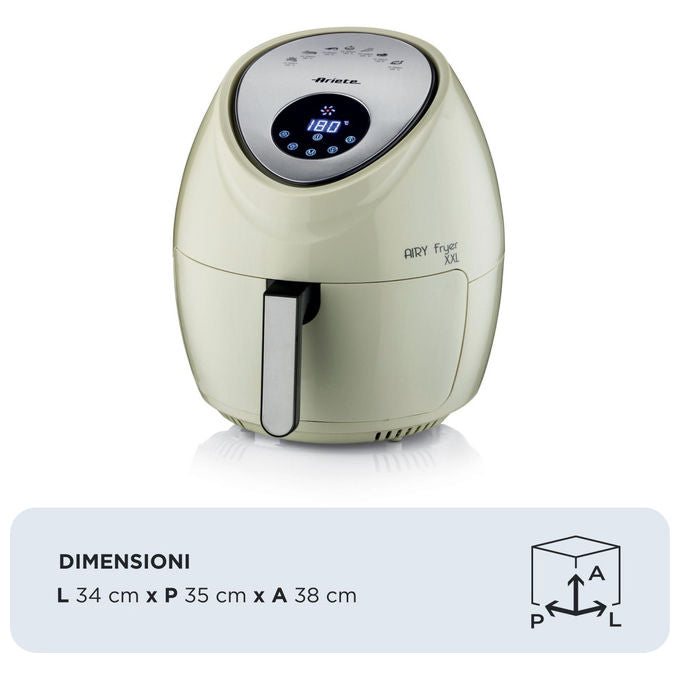 Ariete friggitrice ad aria XXL 4618, 7 litri, 2,5 kg di patatine, 1800 watt, 7 programmi, display LCD, beige