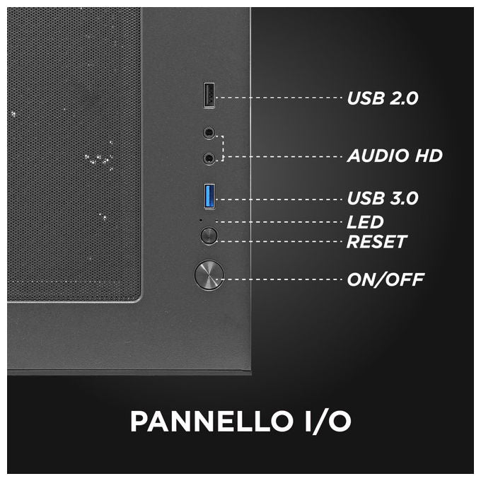 Nuwo Flow FK100, case pc gaming micro-ATX mini tower, 3 ventole ARGB 120mm, doppio pannello vetro temperato, nero