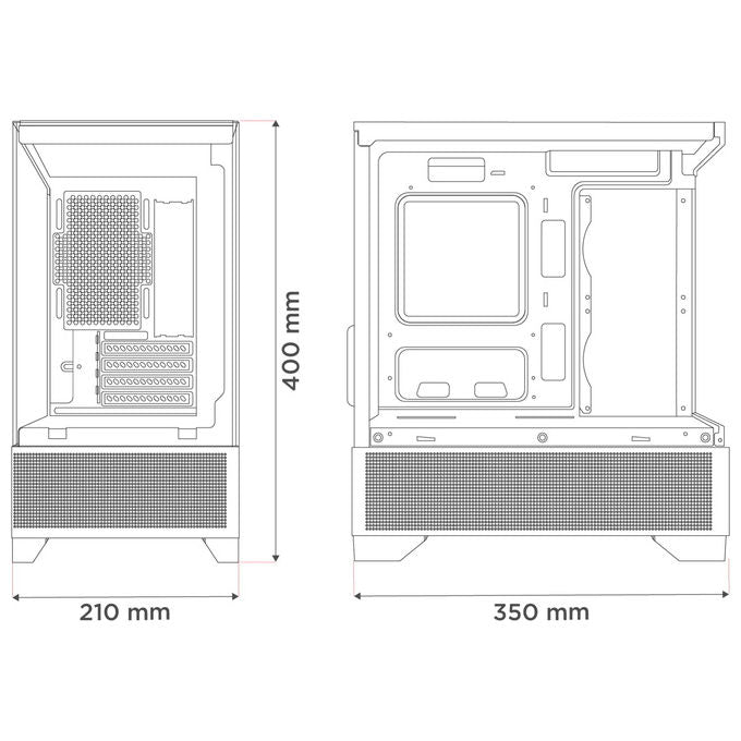 Nuwo Flow FK100, case pc gaming micro-ATX mini tower, 3 ventole ARGB 120mm, doppio pannello vetro temperato, nero