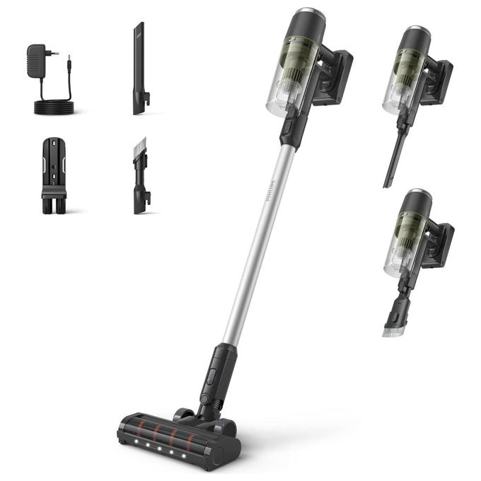 Philips XC3033-01 Serie 3000 Aspirapolvere Senza Fili PowerCyclone 8 Senza Sacchetto 60 min autonomia LED colore Nero Verde