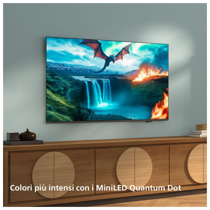 Philips 55MLED820-12 Smart TV 55'' Mini LED QD 4K UHD Processore P5 Titan OS Dolby Vision Dolby Atmos HDR10+ colore Nero