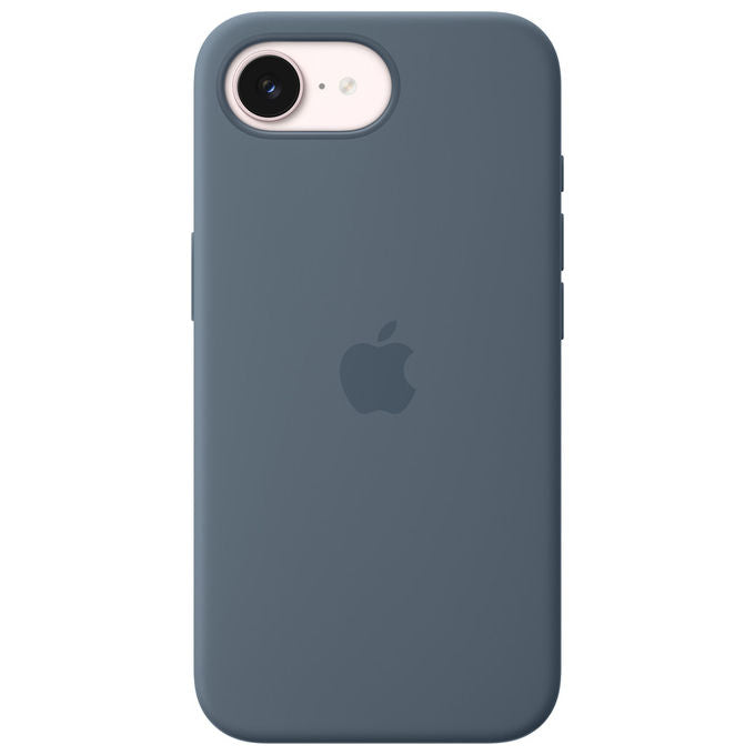 Apple custodia MagSafe in silicone per iPhone 17e, blu salmastro, silicone riciclato, fodera microfibra, compatibile Qi2