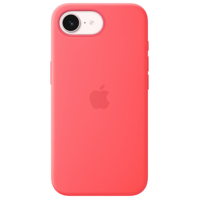 Apple custodia MagSafe in silicone per iPhone 17e, rosa guava, compatibile Qi2, silicone riciclato 45%, microfibra