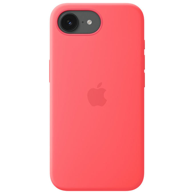 Apple custodia MagSafe in silicone per iPhone 17e, rosa guava, compatibile Qi2, silicone riciclato 45%, microfibra