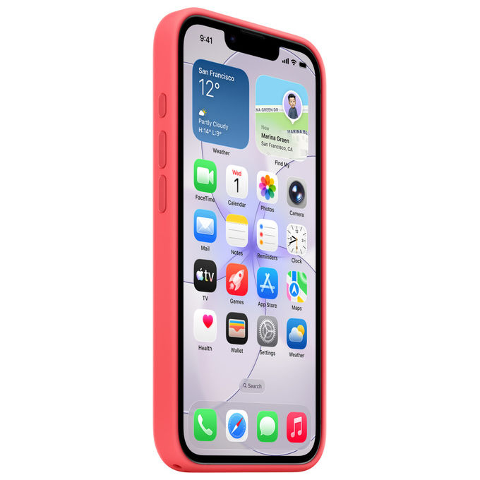 Apple custodia MagSafe in silicone per iPhone 17e, rosa guava, compatibile Qi2, silicone riciclato 45%, microfibra
