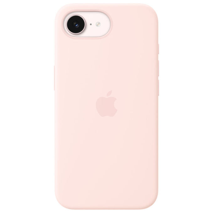 Apple custodia MagSafe in silicone per iPhone 17e, rosa chiaro, silicone riciclato, fodera in microfibra, compatibile Qi2