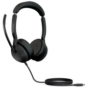 Jabra Evolve2 50 cuffie mono cablate, cancellazione attiva del rumore, USB-C e USB-A, microfono pieghevole, ufficio, nero