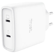 Trust Maxo caricabatterie da muro GaN 65W, 2 porte USB-C, ricarica rapida universale, cavo USB-C incluso, Bianco