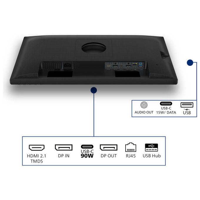 Philips monitor 23,8 pollici IPS QHD 2560x1440, 120Hz, docking USB-C 90W, HDMI 2.1, DisplayPort, RJ45, flicker-free, regolazione altezza, pivot, 24B2U3601