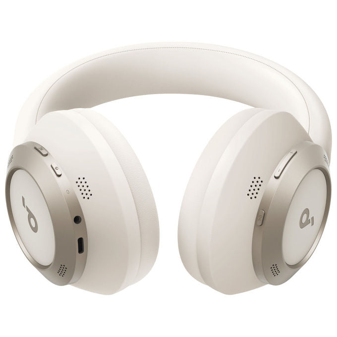 Soundcore Space One Pro, cuffie wireless over-ear, ANC adattivo, Bluetooth 5.3, LDAC, autonomia 60 ore, ricarica rapida, bianco