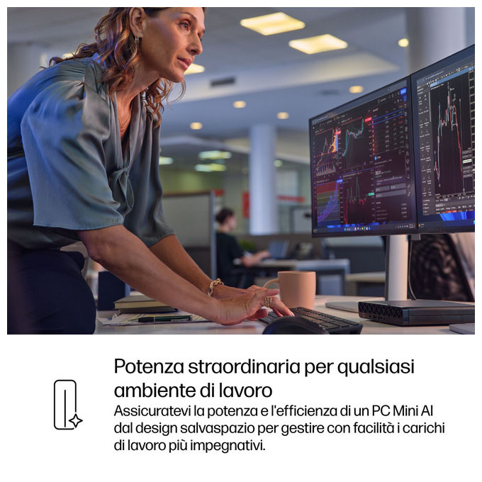 HP EliteDesk 8 Mini G1i, mini PC AI, Intel Core Ultra 5 235, 32 GB DDR5, SSD 512 GB NVMe, Wi-Fi 7, Windows 11 Pro, nero