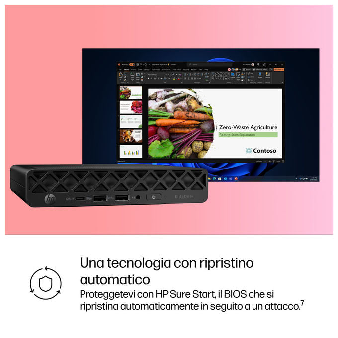 HP EliteDesk 8 Mini G1i, mini PC AI, Intel Core Ultra 5 235, 32 GB DDR5, SSD 512 GB NVMe, Wi-Fi 7, Windows 11 Pro, nero