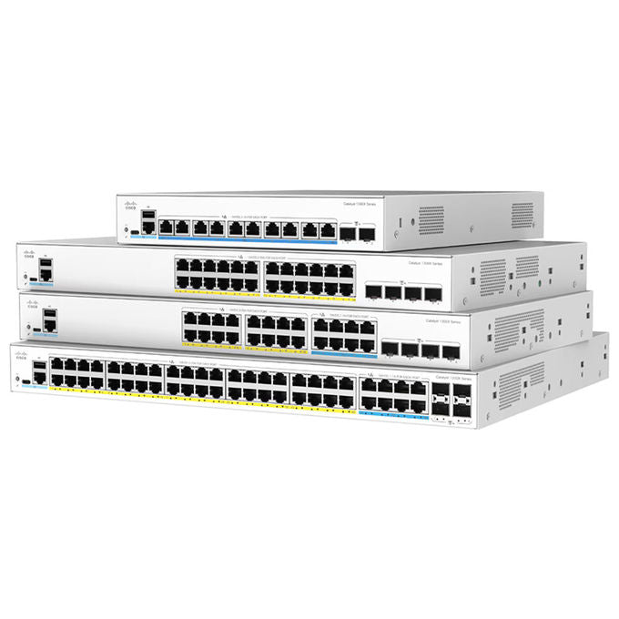 Cisco switch smart C1300X-10NU-2X, 10 porte 5G PoE++, 385W, 2x10G SFP+, stacking 25G, gestione semplificata