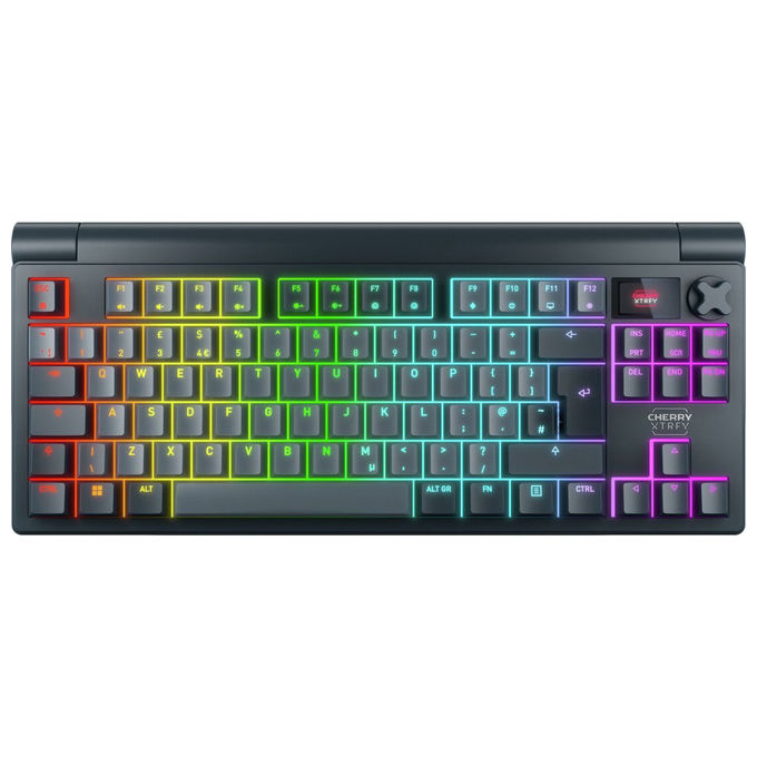 Cherry Xtrfy MX 8.3 TKL Wireless, tastiera meccanica gaming, switch MX2A Red, tri-mode, RGB, display LCD, layout UK, grigio
