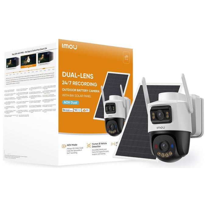 Imou IPC-SA70F-10M1T2-EU AOV Dual Kit Telecamera IP Esterna Doppia Ottica 10MP 4G Wi-Fi Batteria 10000 mAh Pannello Solare 8W IP66 colore Nero Bianco